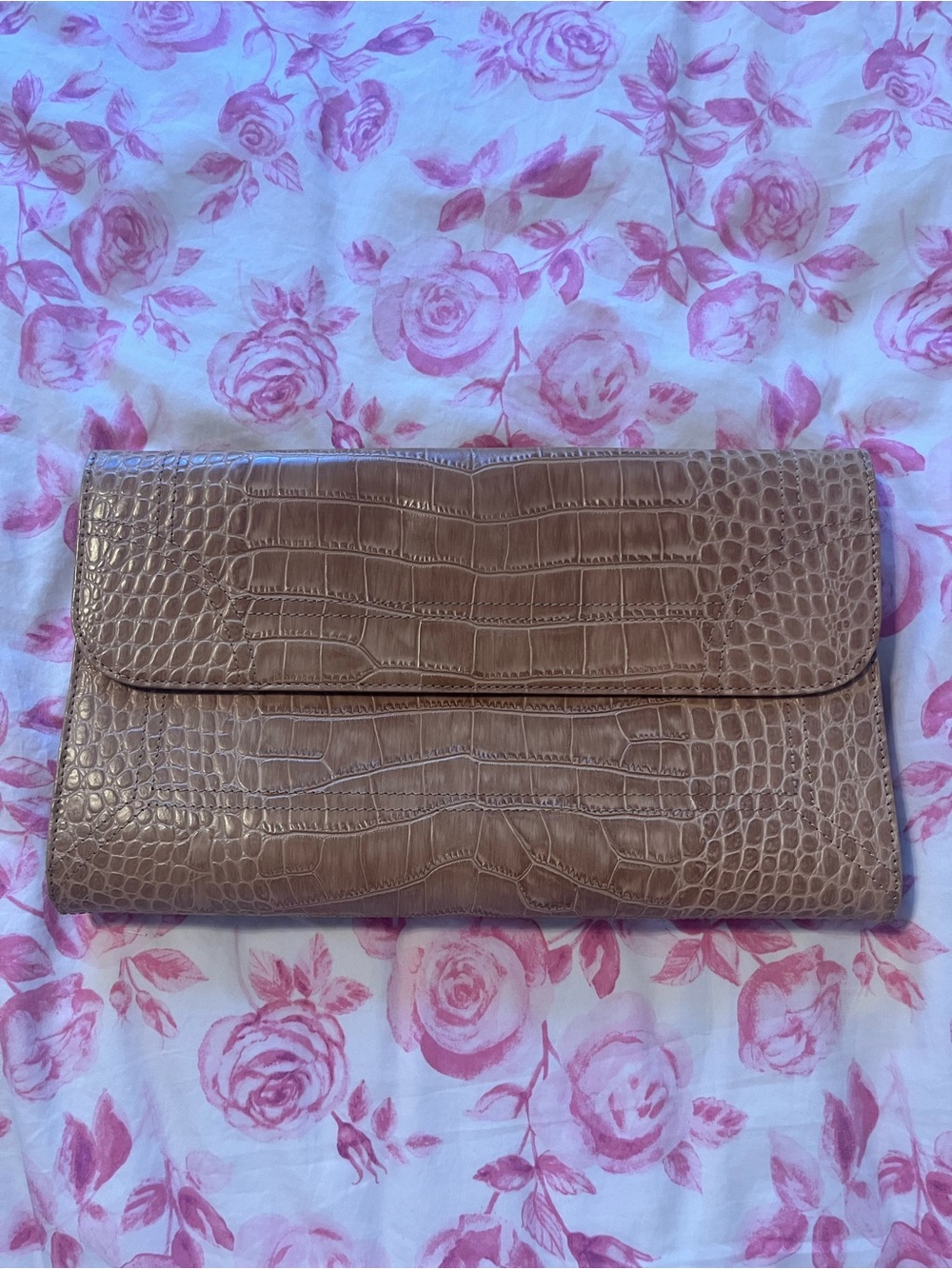Taupe Croc-Embossed Leather Clutch - Women Bags Danier